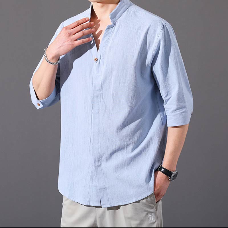 Camisa de verano de hombre de manga corta con botón de algodón Buddha Stones - image 2