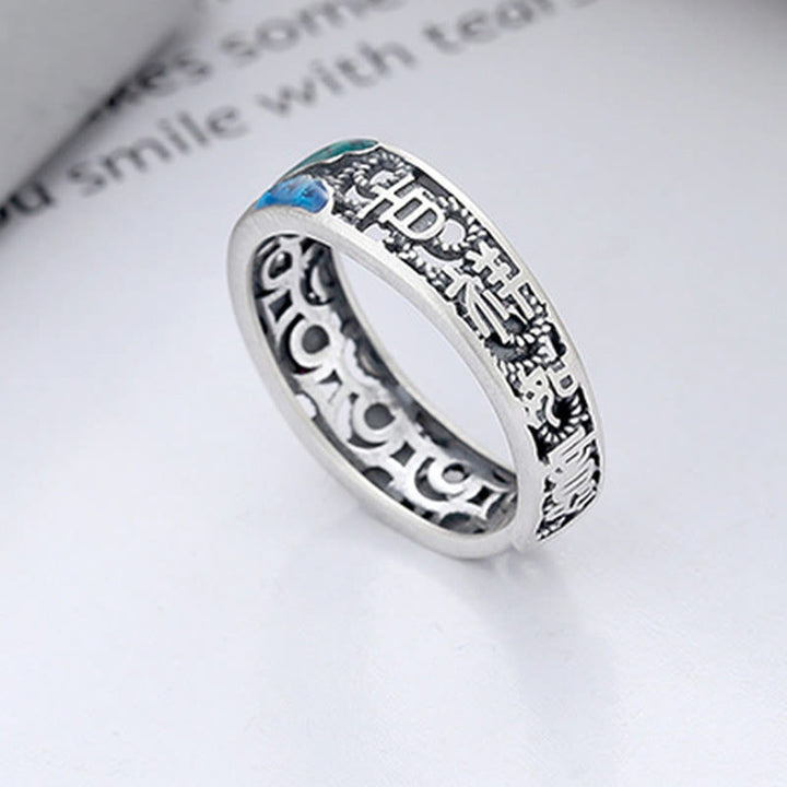 Buddha Stones Anillo de Koi, Loto de la Suerte y Todo Va Bien en Plata Esterlina 925