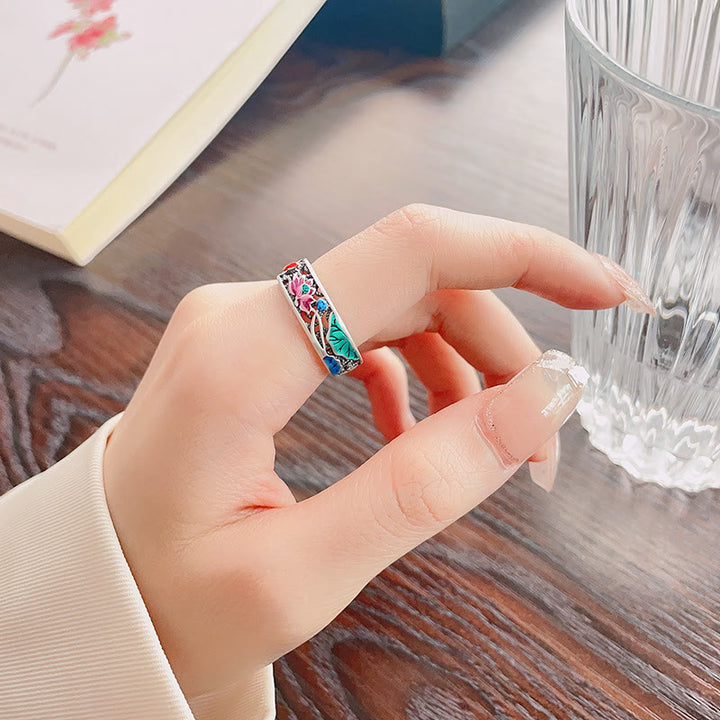 Buddha Stones Anillo de Koi, Loto de la Suerte y Todo Va Bien en Plata Esterlina 925