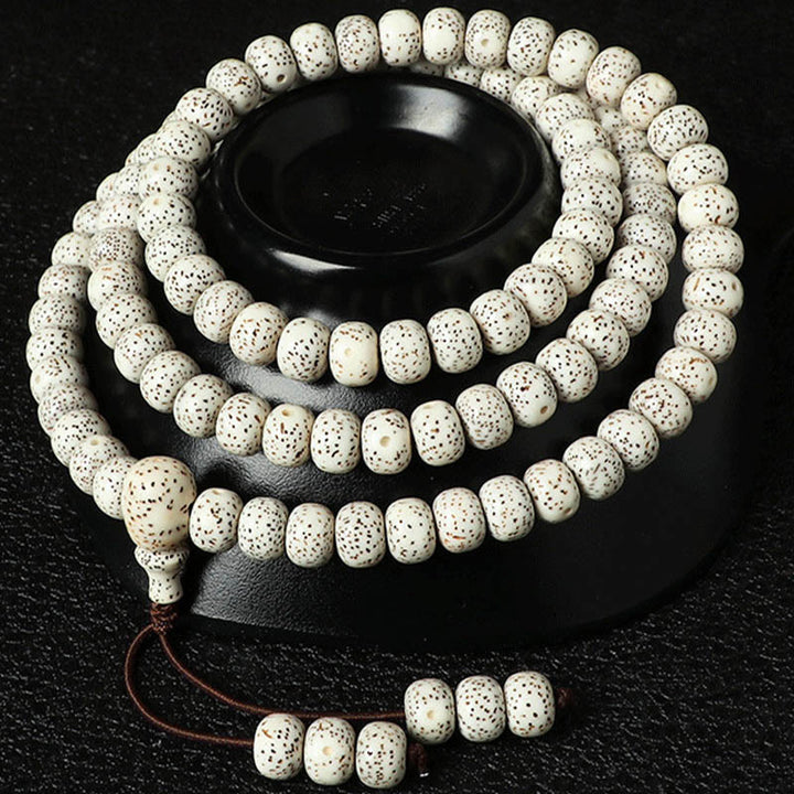Buddha Stones Pulsera de riqueza de ámbar y ágata con semilla de Bodhi tibetana