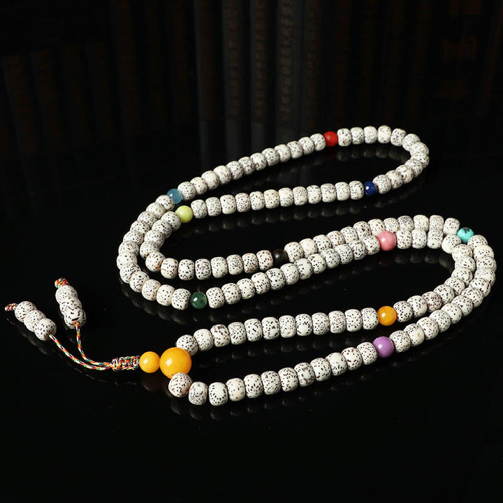 Buddha Stones Pulsera de riqueza de ámbar y ágata con semilla de Bodhi tibetana