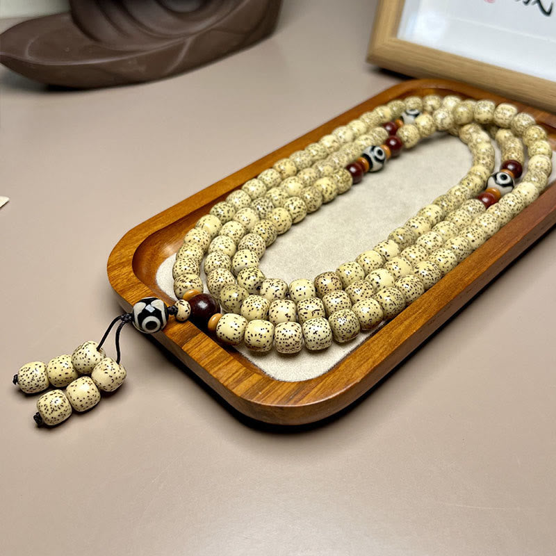Buddha Stones 108 cuentas de mala semillas de Bodhi cuenta de Dzi mantienen alejados a los malos espíritus pulsera