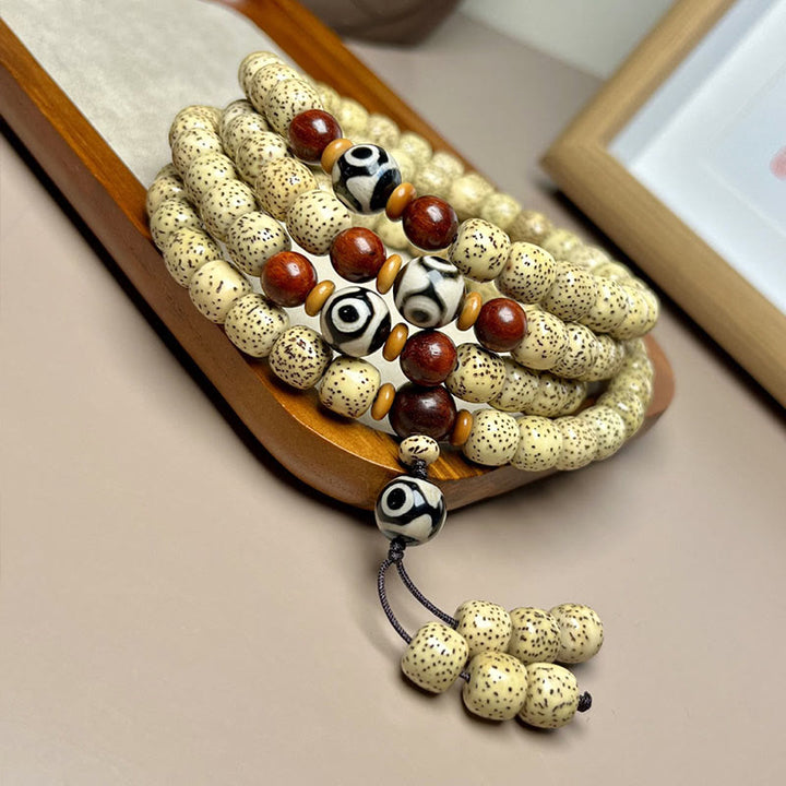 Buddha Stones 108 cuentas de mala semillas de Bodhi cuenta de Dzi mantienen alejados a los malos espíritus pulsera