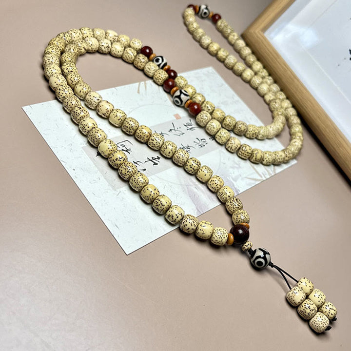 Buddha Stones 108 cuentas de mala semillas de Bodhi cuenta de Dzi mantienen alejados a los malos espíritus pulsera