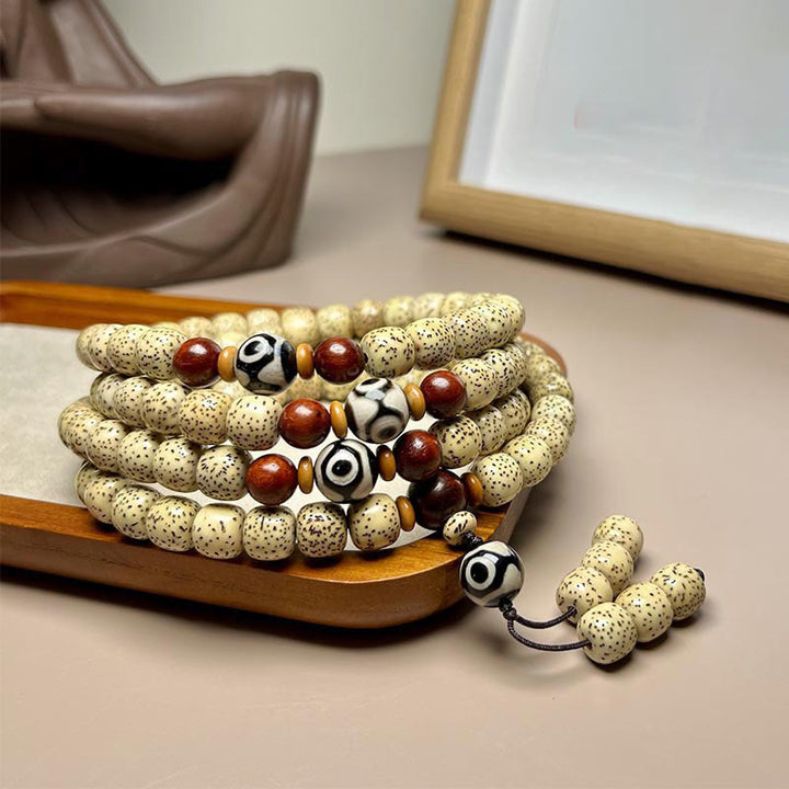 Buddha Stones 108 cuentas de mala semillas de Bodhi cuenta de Dzi mantienen alejados a los malos espíritus pulsera