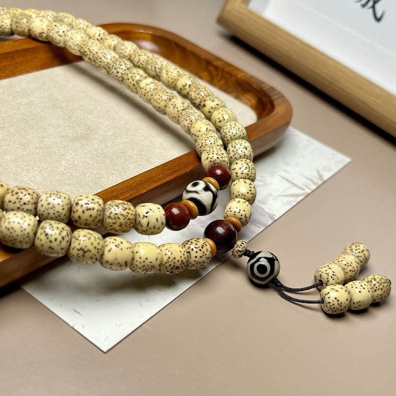 Buddha Stones 108 cuentas de mala semillas de Bodhi cuenta de Dzi mantienen alejados a los malos espíritus pulsera
