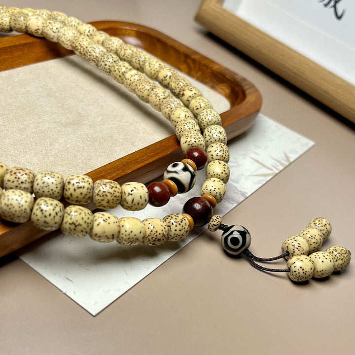 Buddha Stones 108 cuentas de mala semillas de Bodhi cuenta de Dzi mantienen alejados a los malos espíritus pulsera