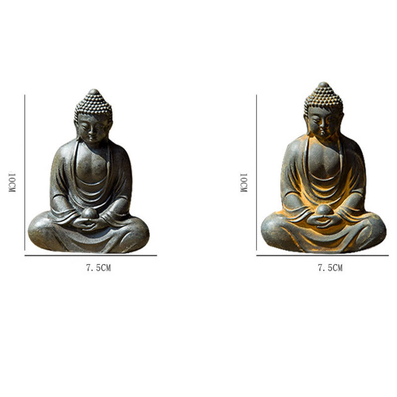 Buddha Stones Estatua de meditación tibetana de Buda en resina con óxido de polvo de hierro para decoración de serenidad - image 15