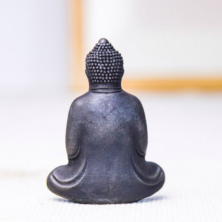 Buddha Stones Estatua de meditación tibetana de Buda en resina con óxido de polvo de hierro para decoración de serenidad