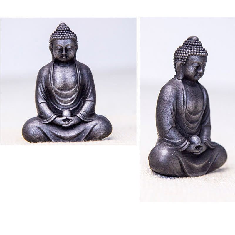 Buddha Stones Estatua de meditación tibetana de Buda en resina con óxido de polvo de hierro para decoración de serenidad
