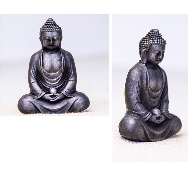 Buddha Stones Estatua de meditación tibetana de Buda en resina con óxido de polvo de hierro para decoración de serenidad