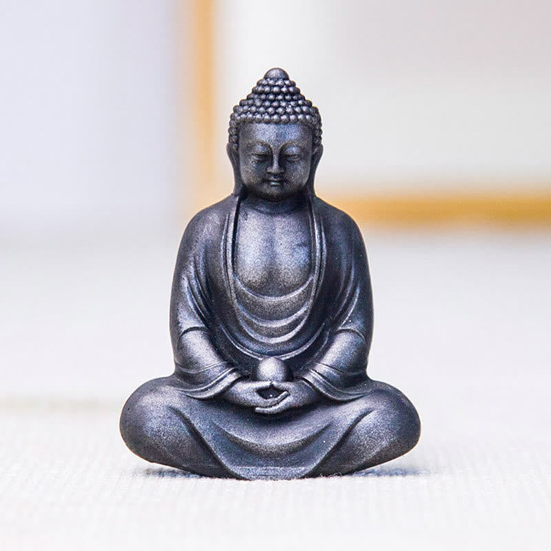 Buddha Stones Estatua de meditación tibetana de Buda en resina con óxido de polvo de hierro para decoración de serenidad