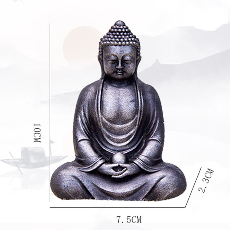 Buddha Stones Estatua de meditación tibetana de Buda en resina con óxido de polvo de hierro para decoración de serenidad