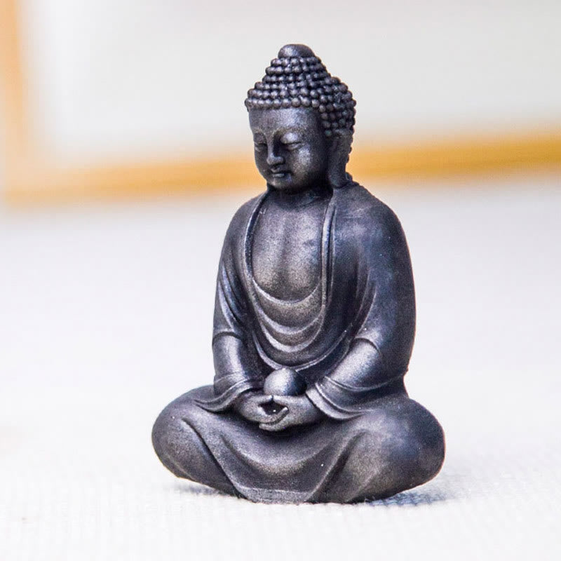 Buddha Stones Estatua de meditación tibetana de Buda en resina con óxido de polvo de hierro para decoración de serenidad