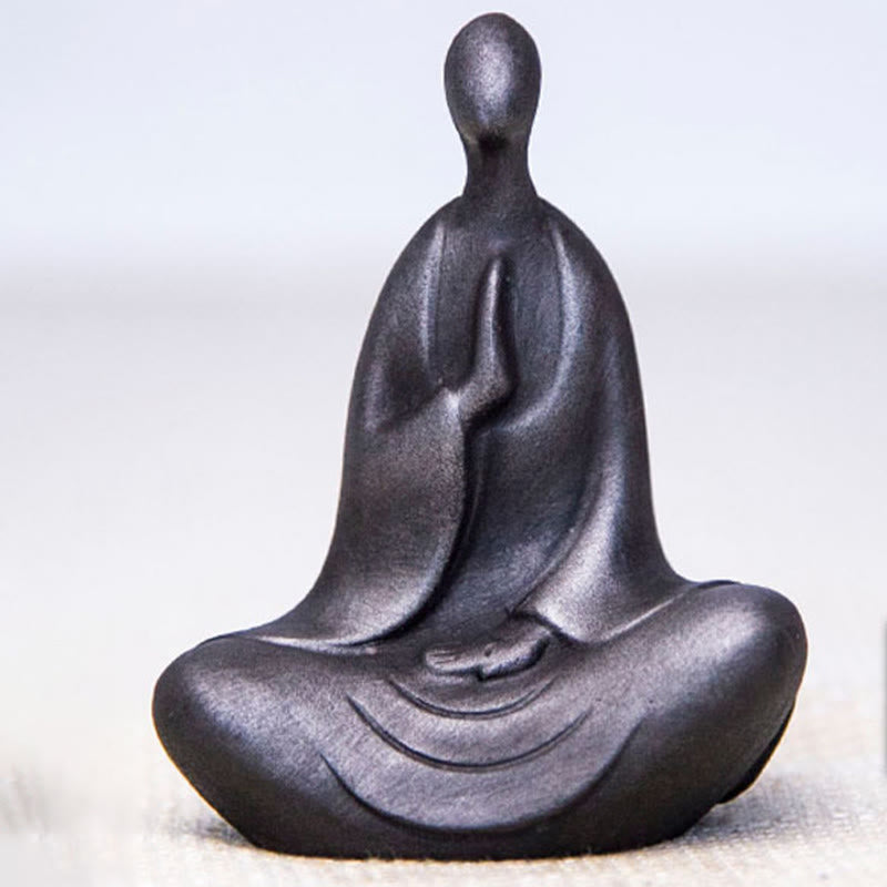 Buddha Stones Estatua de Buda Tibetano de Resina Fundida con Polvo de Hierro Oxidado para Decoración de Escritorio - Buda de meditación 7,3 x 9 cm - Versión pulida - image 6
