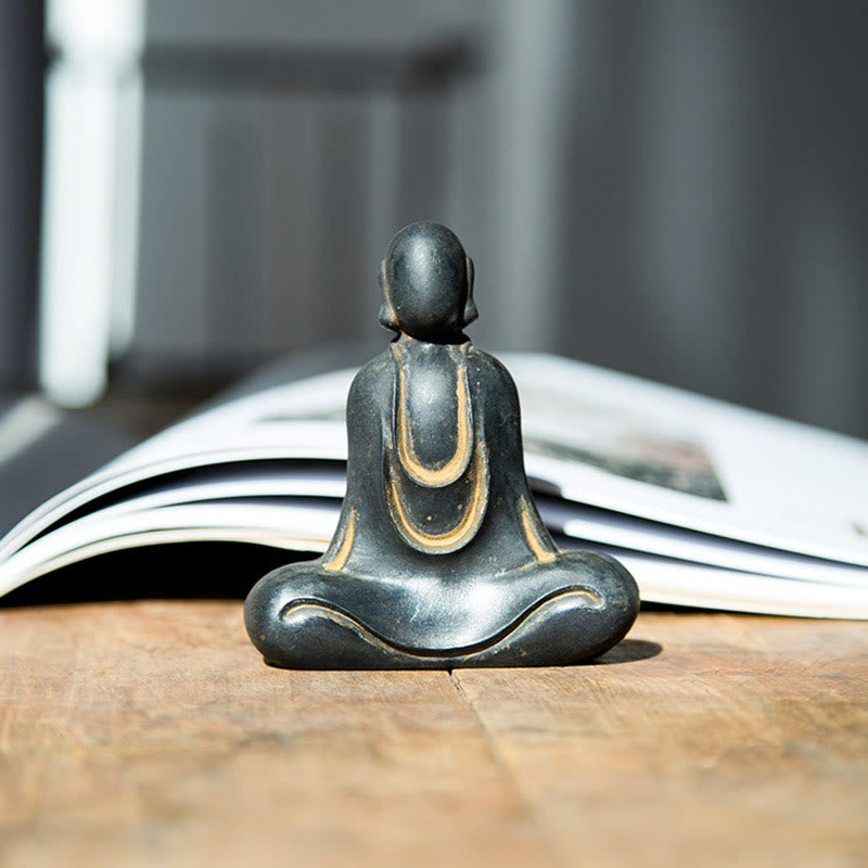 Buddha Stones Estatua de Buda Tibetano de Resina Fundida con Polvo de Hierro Oxidado para Decoración de Escritorio - Buda 10*8,5*2,6 cm - Versión Rust - image 11