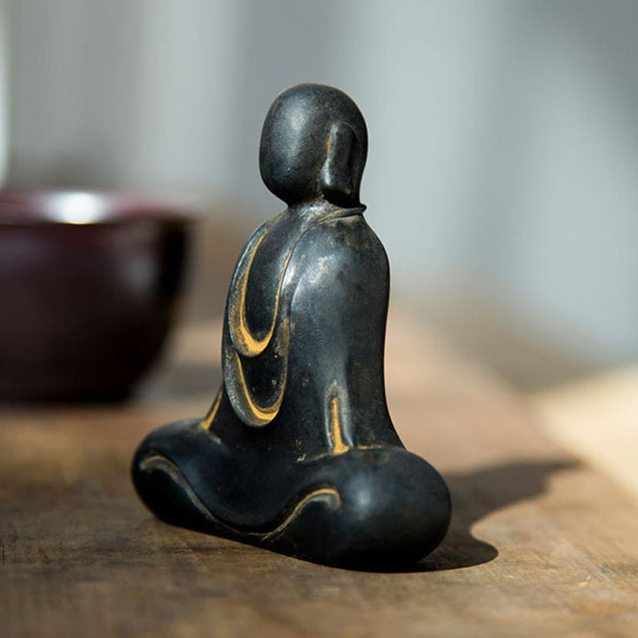 Buddha Stones Estatua de Buda Tibetano de Resina Fundida con Polvo de Hierro Oxidado para Decoración de Escritorio - image 13
