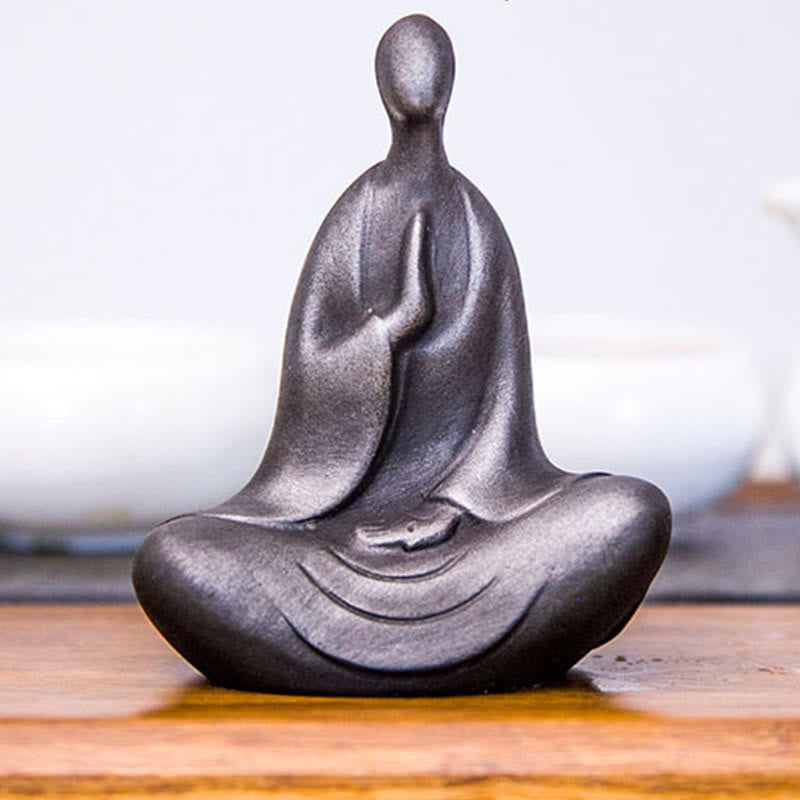 Buddha Stones Estatua de Buda Tibetano de Resina Fundida con Polvo de Hierro Oxidado para Decoración de Escritorio - image 7