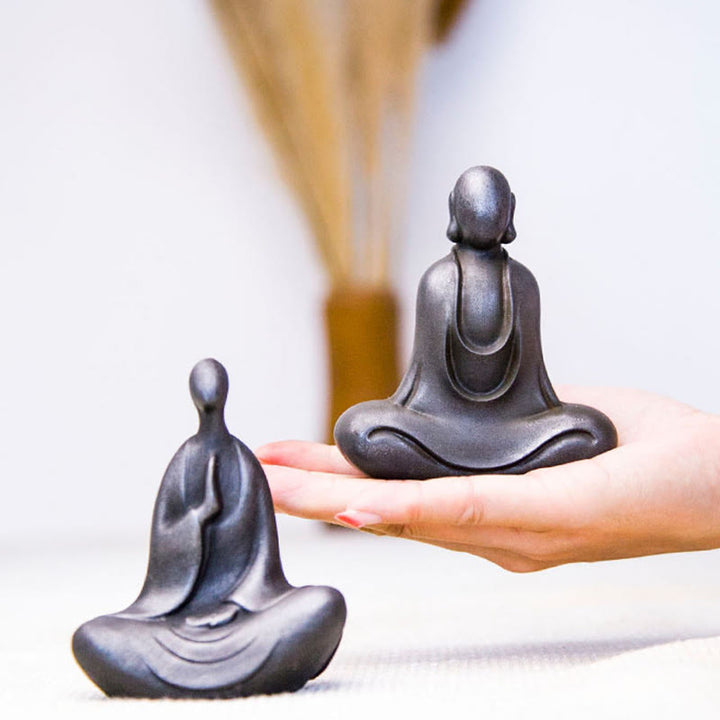 Buddha Stones Estatua de Buda Tibetano de Resina Fundida con Polvo de Hierro Oxidado para Decoración de Escritorio - image 30