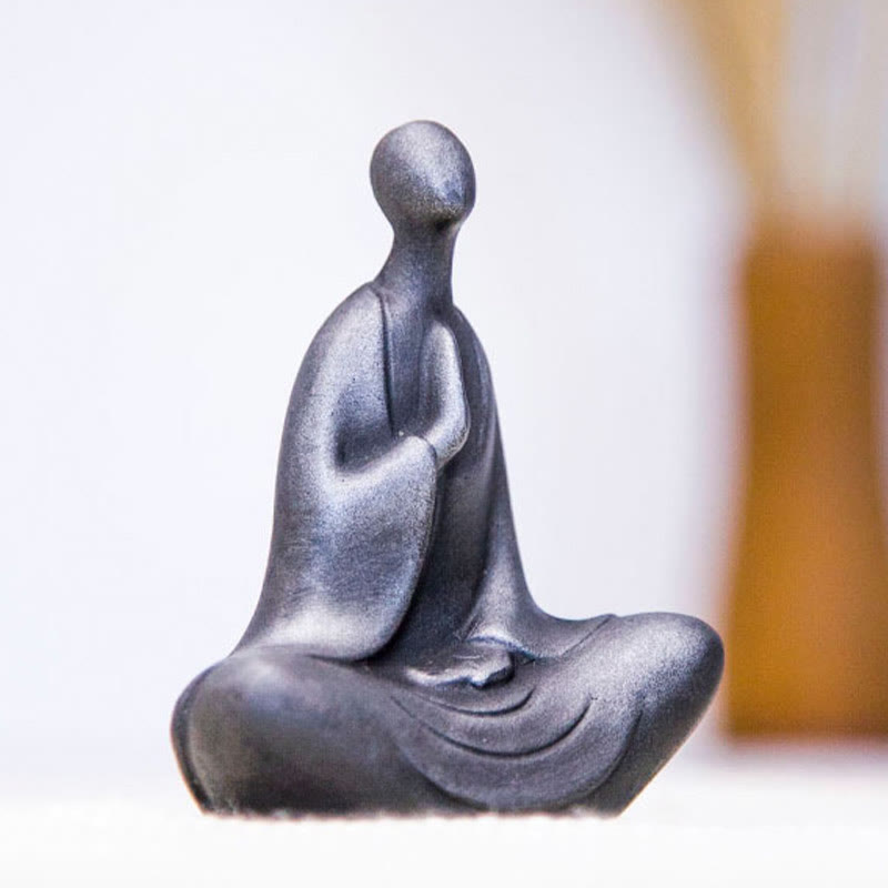 Buddha Stones Estatua de Buda Tibetano de Resina Fundida con Polvo de Hierro Oxidado para Decoración de Escritorio - image 8