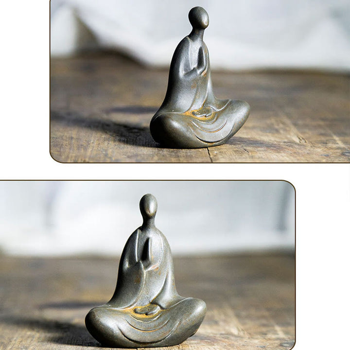 Buddha Stones Estatua de Buda Tibetano de Resina Fundida con Polvo de Hierro Oxidado para Decoración de Escritorio - image 4