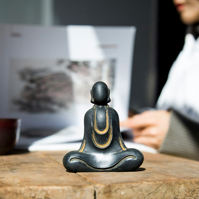 Buddha Stones Estatua de Buda Tibetano de Resina Fundida con Polvo de Hierro Oxidado para Decoración de Escritorio - image 15