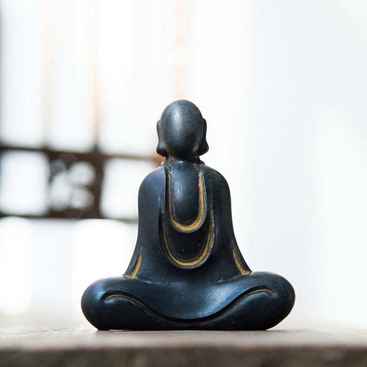 Buddha Stones Estatua de Buda Tibetano de Resina Fundida con Polvo de Hierro Oxidado para Decoración de Escritorio - image 12