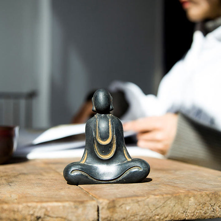 Buddha Stones Estatua de Buda Tibetano de Resina Fundida con Polvo de Hierro Oxidado para Decoración de Escritorio - image 18