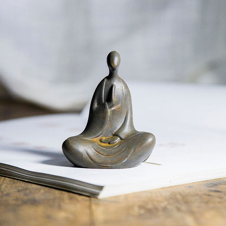 Buddha Stones Estatua de Buda Tibetano de Resina Fundida con Polvo de Hierro Oxidado para Decoración de Escritorio - image 2