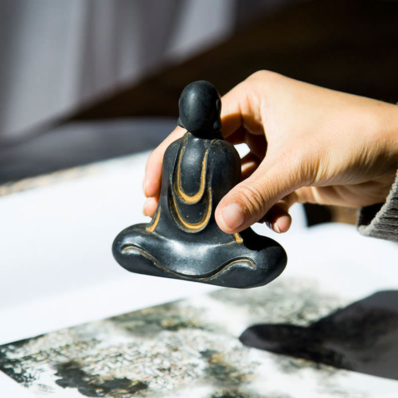 Buddha Stones Estatua de Buda Tibetano de Resina Fundida con Polvo de Hierro Oxidado para Decoración de Escritorio - image 16