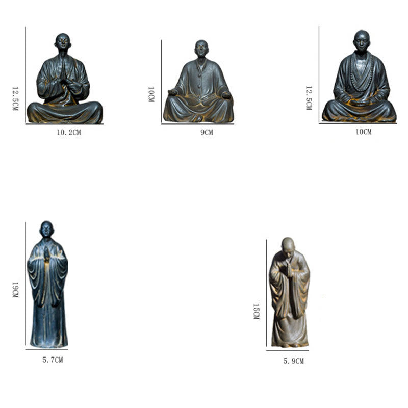 Estatua de Resina Fundida de Monje Orando Meditando en Polvo de Hierro con Óxido para Decoración del Hogar de Buddha Stones