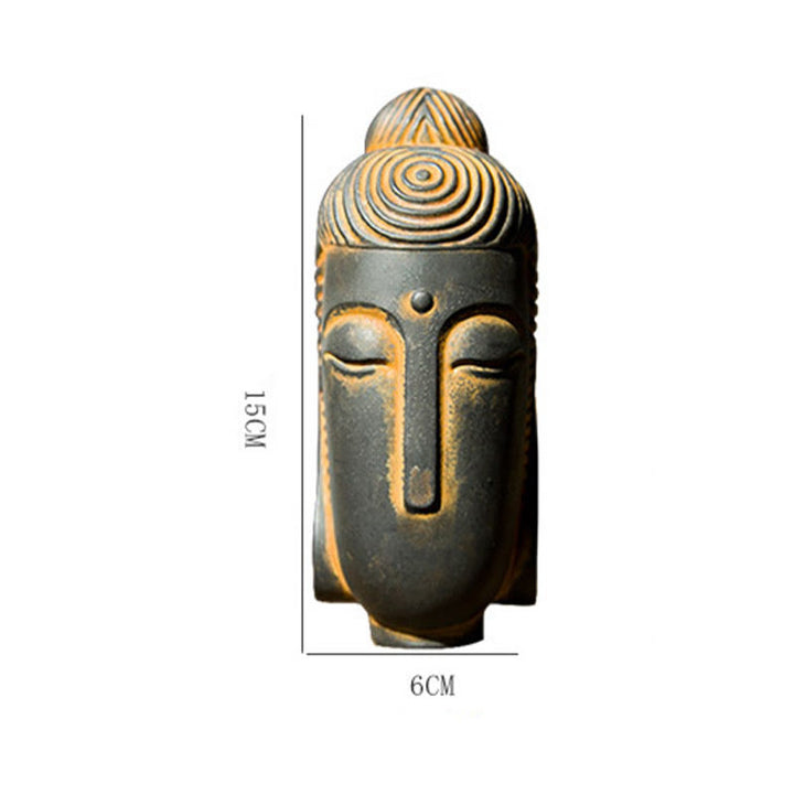 Buddha Stones Estatua de Buda Meditante con Ojos Cerrados de Polvo de Hierro Óxido Resina Fundida Decoración del Hogar