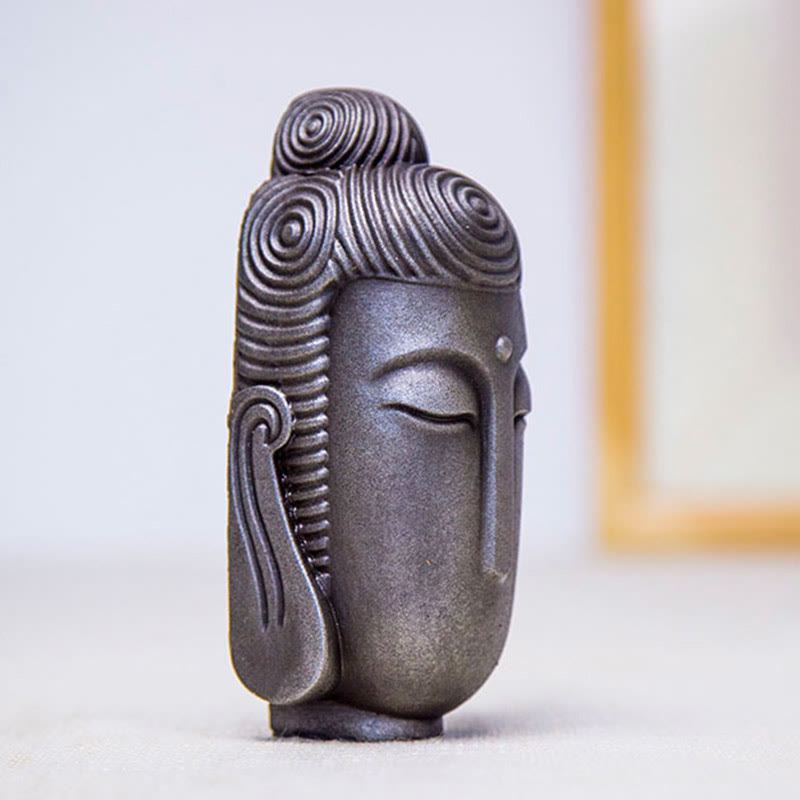Buddha Stones Estatua de Buda Meditante con Ojos Cerrados de Polvo de Hierro Óxido Resina Fundida Decoración del Hogar