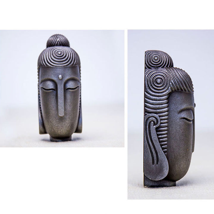 Buddha Stones Estatua de Buda Meditante con Ojos Cerrados de Polvo de Hierro Óxido Resina Fundida Decoración del Hogar