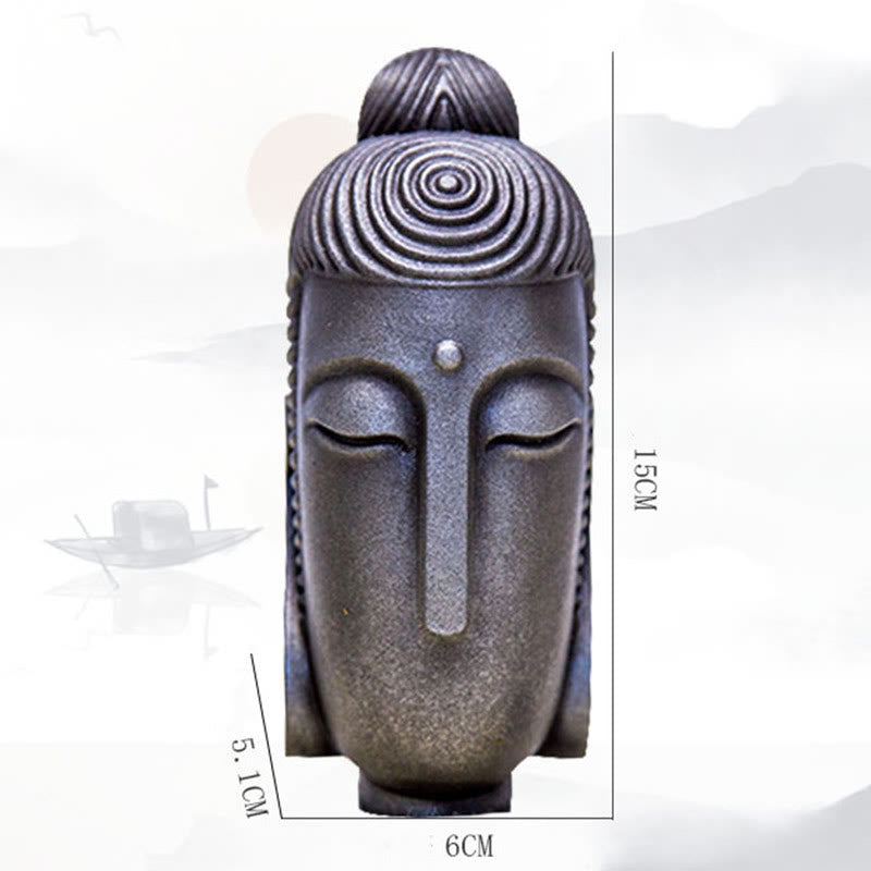 Buddha Stones Estatua de Buda Meditante con Ojos Cerrados de Polvo de Hierro Óxido Resina Fundida Decoración del Hogar