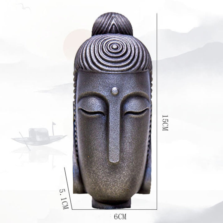 Buddha Stones Estatua de Buda Meditante con Ojos Cerrados de Polvo de Hierro Óxido Resina Fundida Decoración del Hogar