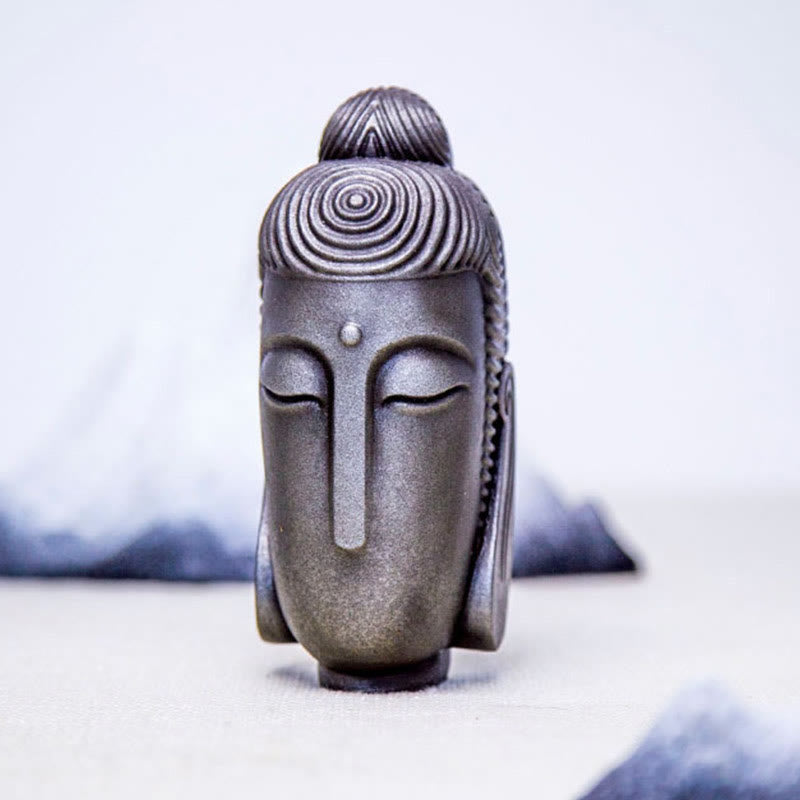 Buddha Stones Estatua de Buda Meditante con Ojos Cerrados de Polvo de Hierro Óxido Resina Fundida Decoración del Hogar