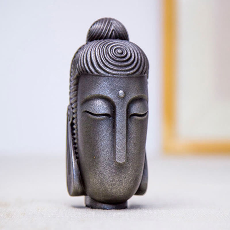 Buddha Stones Estatua de Buda Meditante con Ojos Cerrados de Polvo de Hierro Óxido Resina Fundida Decoración del Hogar