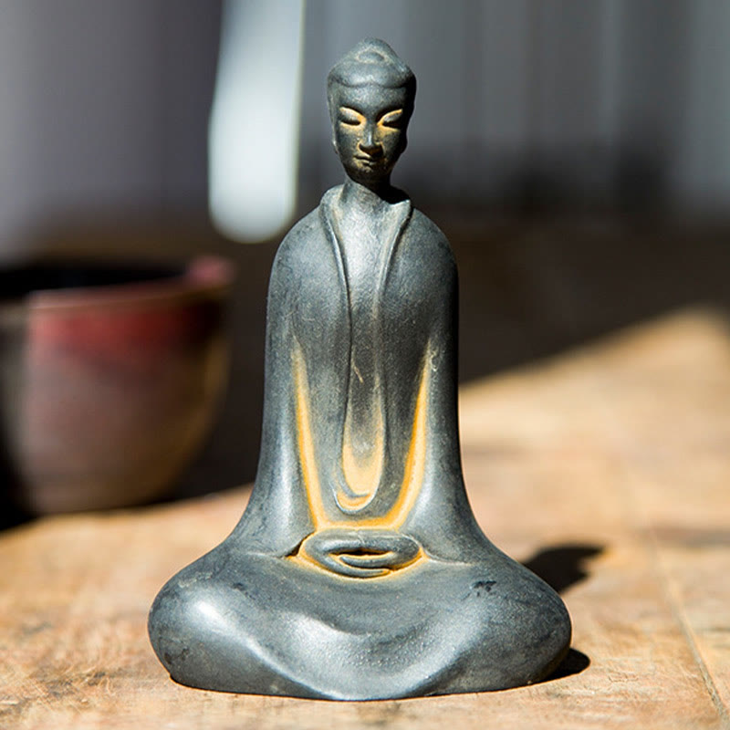 Buddha Stones Estatua de Resina Hecha a Mano de Buda Sakyamuni de Polvo de Hierro Oxidado Decoración para el Hogar - image 1