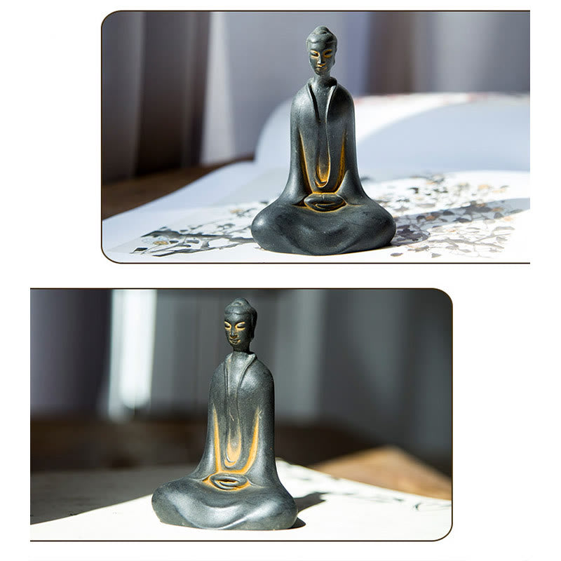 Buddha Stones Estatua de Resina Hecha a Mano de Buda Sakyamuni de Polvo de Hierro Oxidado Decoración para el Hogar - image 12
