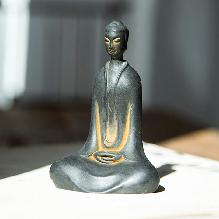 Buddha Stones Estatua de Resina Hecha a Mano de Buda Sakyamuni de Polvo de Hierro Oxidado Decoración para el Hogar - image 8