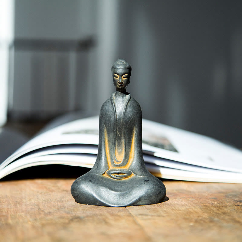 Buddha Stones Estatua de Resina Hecha a Mano de Buda Sakyamuni de Polvo de Hierro Oxidado Decoración para el Hogar - Óxido Buda Sakyamuni 9,5*5,8*3,6 cm - image 0