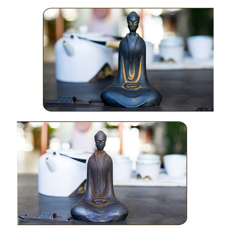 Buddha Stones Estatua de Resina Hecha a Mano de Buda Sakyamuni de Polvo de Hierro Oxidado Decoración para el Hogar - image 13