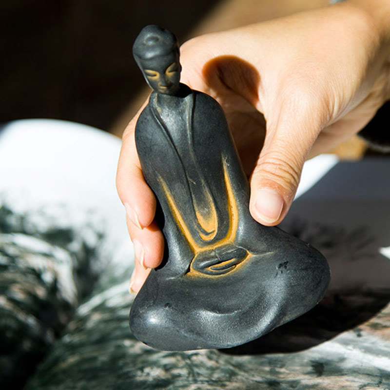 Buddha Stones Estatua de Resina Hecha a Mano de Buda Sakyamuni de Polvo de Hierro Oxidado Decoración para el Hogar - image 3