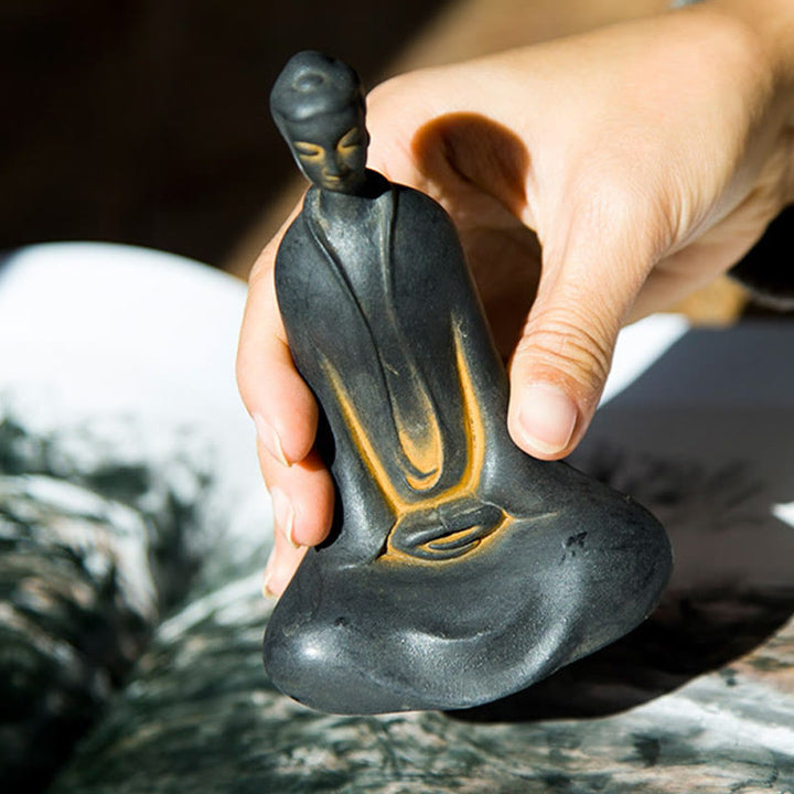 Buddha Stones Estatua de Resina Hecha a Mano de Buda Sakyamuni de Polvo de Hierro Oxidado Decoración para el Hogar - image 3