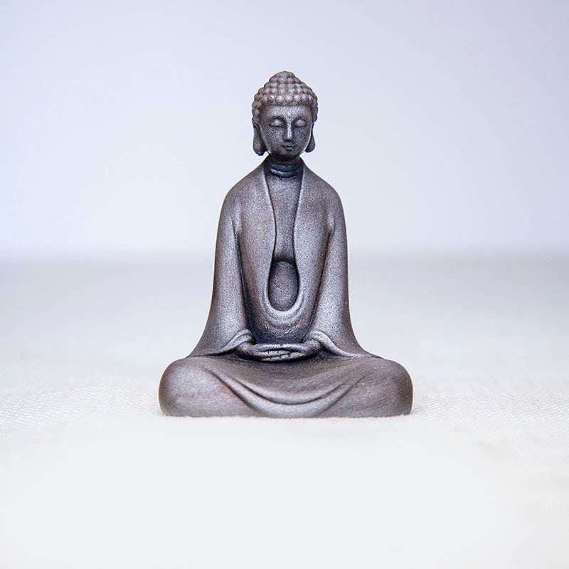 Buddha Stones Estatua de Buda Sakyamuni de resina fundida con óxido de polvo de hierro hecha a mano para decoración - Buda de la meditación - Versión pulida 11*8,5*4,8 cm - image 24