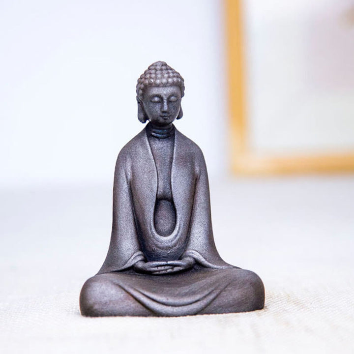 Buddha Stones Estatua de Buda Sakyamuni de resina fundida con óxido de polvo de hierro hecha a mano para decoración