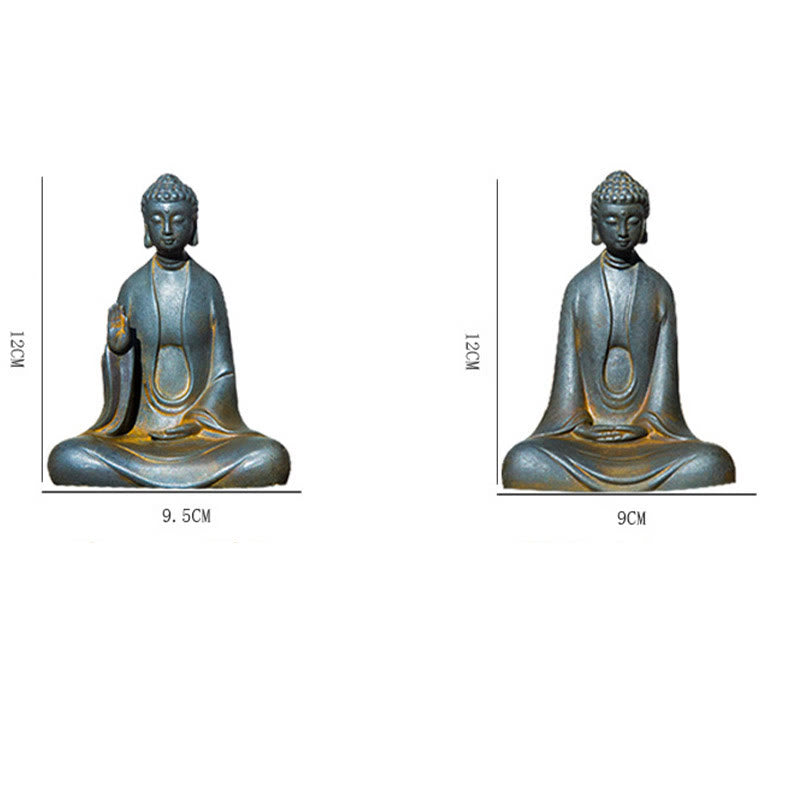 Buddha Stones Estatua de Buda Sakyamuni de resina fundida con óxido de polvo de hierro hecha a mano para decoración