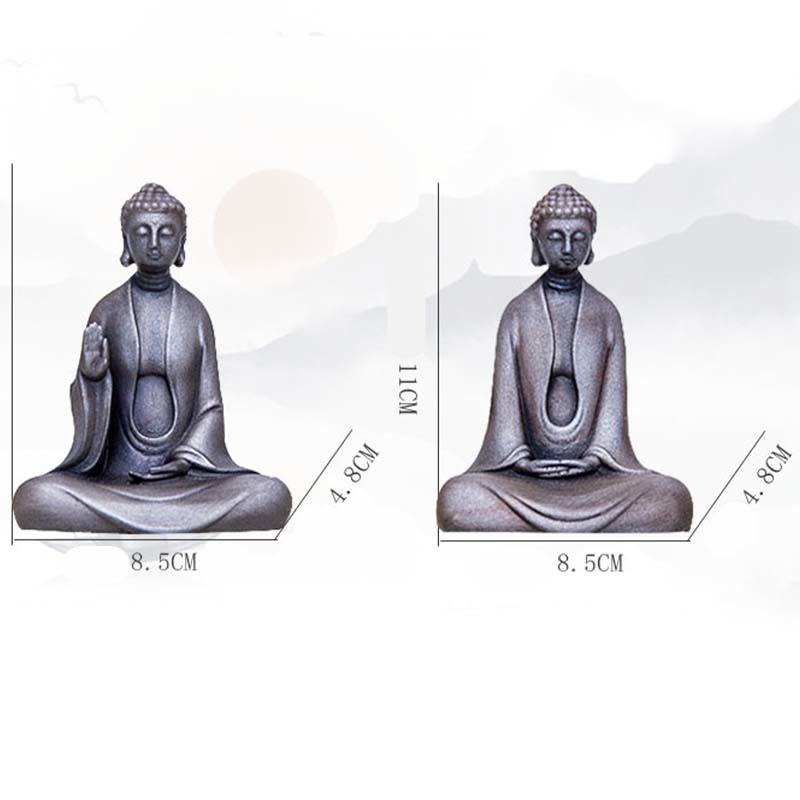 Buddha Stones Estatua de Buda Sakyamuni de resina fundida con óxido de polvo de hierro hecha a mano para decoración