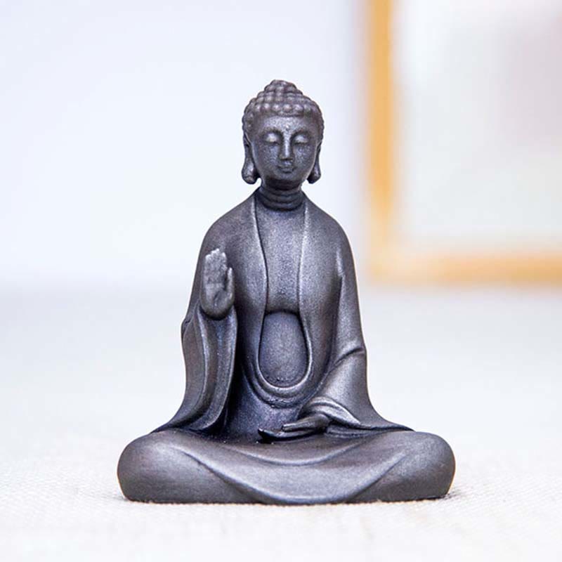 Buddha Stones Estatua de Buda Sakyamuni de resina fundida con óxido de polvo de hierro hecha a mano para decoración